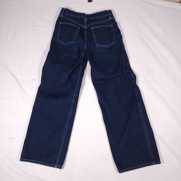 Uniqlo Wide Straight Middle Rise Blue Jeans Womens 24 Fabric by Kaihara Denim - Picture 2 of 16